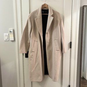 Cream Wool Pea Coat - Zara
